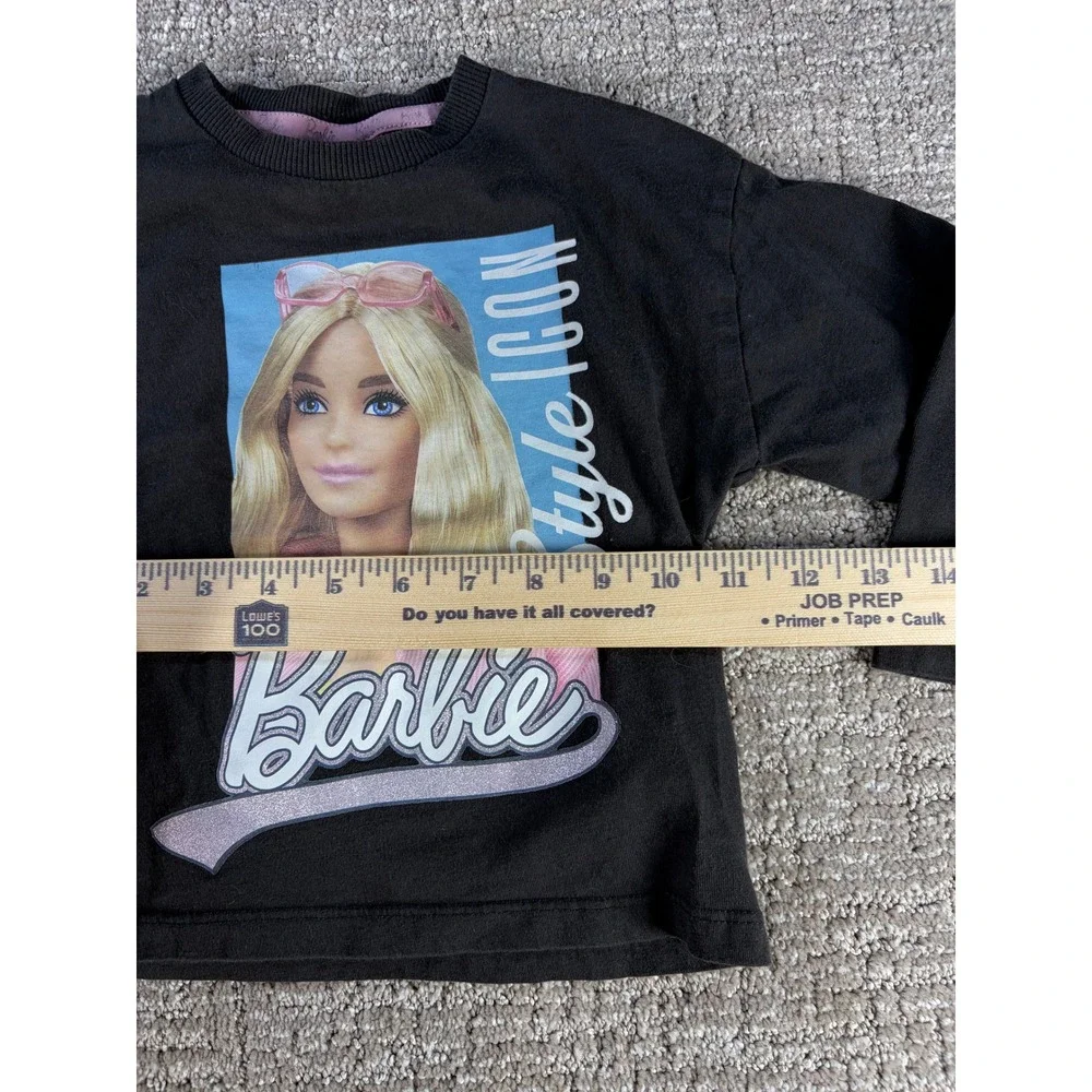 Barbie Style Icon Shirt Long Sleeve Graphic Tee Black 1.5-2 Years Cotton